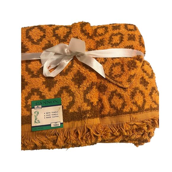 CANNON Bath Towel Set for 4 Vintage Orange Brown in Original Pack - Picture 3 of 10